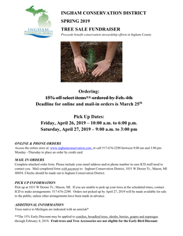 Ingham Conservation District Spring 2019 Tree Sale