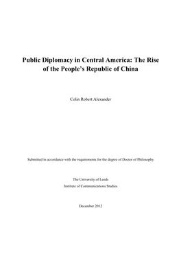 Public Diplomacy in Central America: the Rise of the People's Republic of China