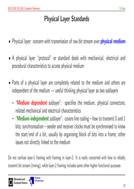 Physical Layer Standards