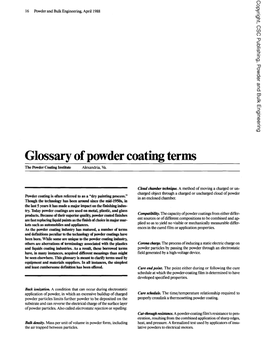 Glossary of Powder Coating Term