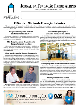 Jornal Da Fundação Padre Albino Ano 19 | Catanduva, Fevereiro De 2015 | Nº 223