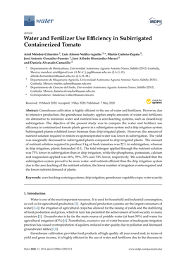 Water and Fertilizer Use Efficiency in Subirrigated Containerized Tomato