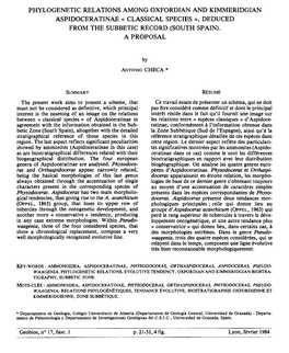 Phylogenetic Relations Among Oxfordian and Kimmeridgian Aspidoceratinae « Classical Species », Deduced from the Subbetic Record (South Spain)