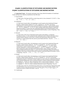 Classification of Estuarine and Marine Waters