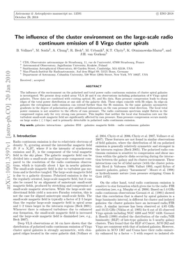 Arxiv:1001.3597V1 [Astro-Ph.CO] 20 Jan 2010 B Ai Otnu Msini U Orltvsi Lcrn of Electrons Relativistic to Due Density Is Emission Continuum Radio Introduction 1