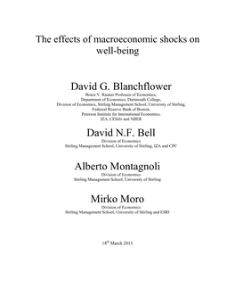 David G. Blanchflower David N.F. Bell Alberto Montagnoli Mirko Moro