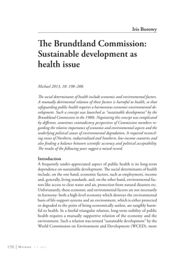 The Brundtland Commission: Sustainable Development As Health Issue