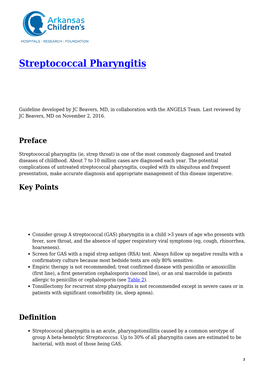 Streptococcal Pharyngitis