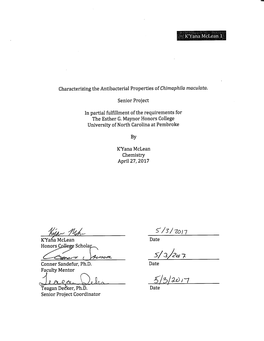 Characterizing the Antibacterial Properties of Chimaphila