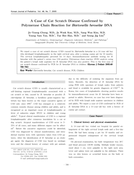 A Case of Cat Scratch Disease Confirmed by Polymerase Chain Reaction for Bartonella Henselae DNA