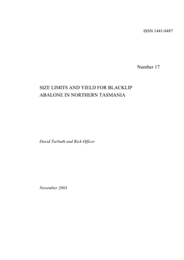 Size Limits and Yield for Blacklip Abalone in Northern Tasmania