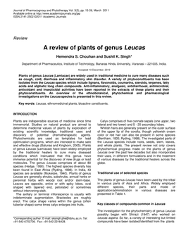 A Review of Plants of Genus Leucas