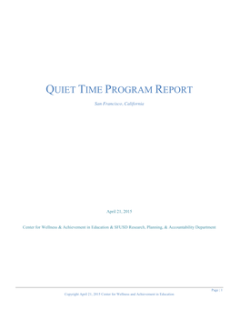 Quiet Time Program Report
