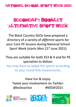 Secondary Booklet 'Alternative Sport Week'