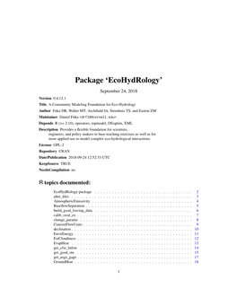 Package 'Ecohydrology'