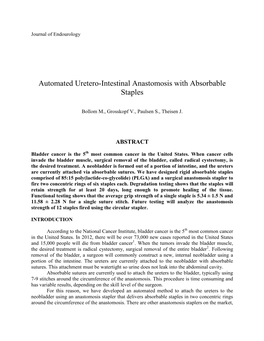 Automated Uretero-Intestinal Anastomosis with Absorbable Staples