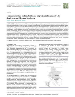 Human Securities, Sustainability, and Migration in the Ancient U.S. Southwest and Mexican Northwest
