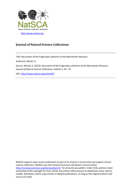 Journal of Natural Science Collections