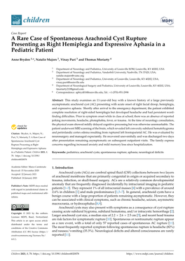 A Rare Case of Spontaneous Arachnoid Cyst Rupture Presenting As Right Hemiplegia and Expressive Aphasia in a Pediatric Patient