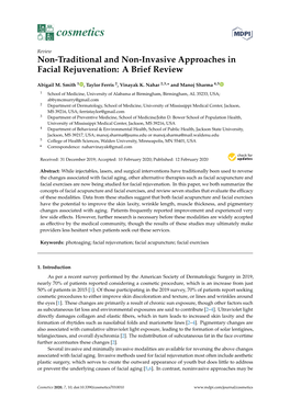 Non-Traditional and Non-Invasive Approaches in Facial Rejuvenation: a Brief Review