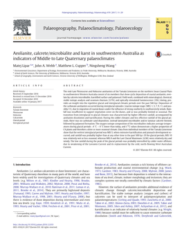 Aeolianite, Calcrete/Microbialite and Karst in Southwestern Australia As Indicators of Middle to Late Quaternary Palaeoclimates