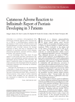 Cutaneous Adverse Reaction to Infliximab: Report of Psoriasis Developing in 3 Patients