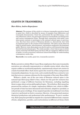 Giants in Transmedia