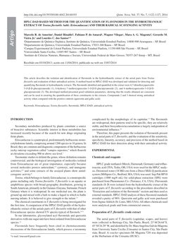 HPLC-DAD BASED METHOD for the QUANTIFICATION of FLAVONOIDS in the HYDROETHANOLIC EXTRACT of Tonina Fluviatilis Aubl