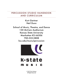 PERCUSSION STUDIO HANDBOOK and CURRICULUM Kurt Gartner