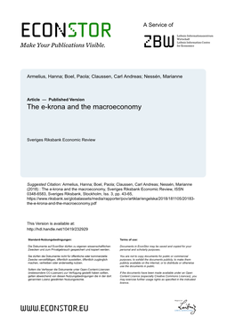 The E-Krona and the Macroeconomy