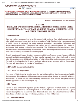 Desirable and Undesirable Characteristics of Fermented Milks, Sensory Evaluation of Chakka, Shrikhand, Lassi and Other Fermented