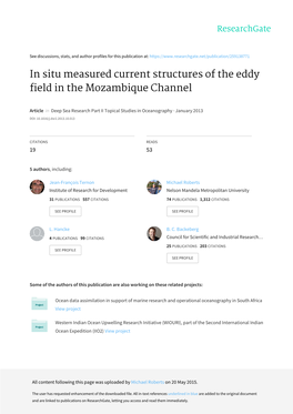 In Situ Measured Current Structures of the Eddy Field in the Mozambique Channel