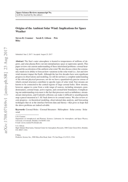 Arxiv:1708.07169V1 [Astro-Ph.SR] 23 Aug 2017 Rdciesineic,99 Earmra,Sie10 a D San 170, Suite Road, Rim Mesa 9990 Inc., Science Predictive Riley P