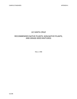 Uc Santa Cruz Recommended Native Plants, Non-Native Plants, and Grass