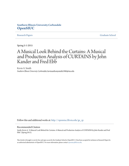 A Musical and Production Analysis of CURTAINS by John Kander and Fred Ebb Kevin A