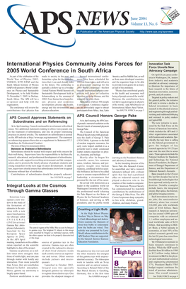 Highlights International Physics Community Joins Forces for 2005 World Conference in South Africa