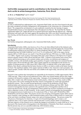 Soil Fertility Management and Its Contribution to the Formation of Amazonian Dark Earths in Urban Homegardens, Santarém, Pará, Brazil