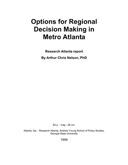 Options for Regional Decision Making in Metro Atlanta