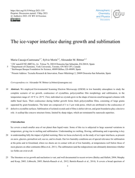 The Ice-Vapor Interface During Growth and Sublimation