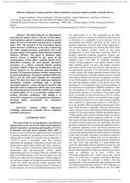 Miniature High-Power Nanosecond Laser Diode Transmitters Utilizing Simplest Avalanche Drivers