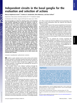 Independent Circuits in the Basal Ganglia for the Evaluation And