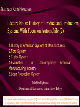 Lecture No. 6: History of Product and Production System: with Focus on Automobile (2)
