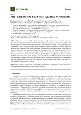 Plant Responses to Salt Stress: Adaptive Mechanisms