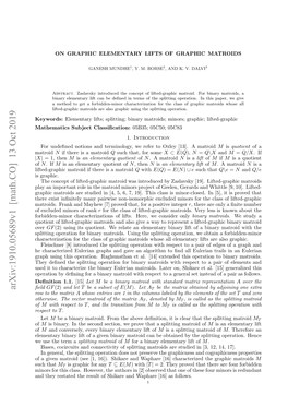 Arxiv:1910.05689V1 [Math.CO]