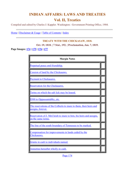 INDIAN AFFAIRS: LAWS and TREATIES Vol