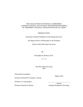 The Challenges of Political Terrorism: a Cross-National Analysis of the Downward Spiral of Terrorist Violence and Socio-Political Crisis