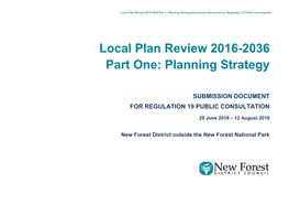 Local Plan Review 2016-2036 Part 1: Planning Strategysubmission Document for Regulation 19 Public Consultation