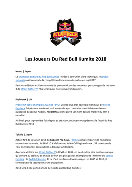 Les Joueurs Du Red Bull Kumite 2018