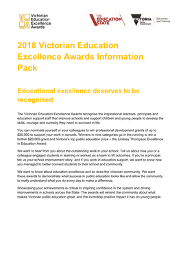 2018 Victorian Education Excellence Awards Information Pack