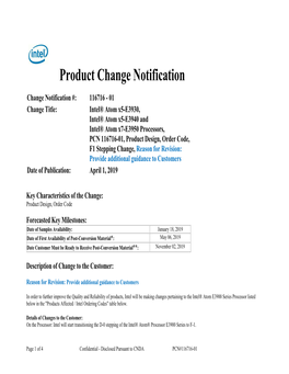 Product Change Notification